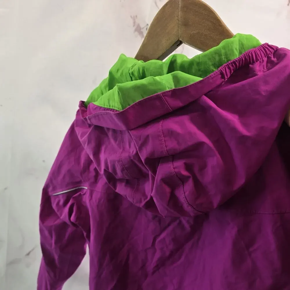 Marmot Jacket Girls Medium 10 12 Pink Green Youth Rain Coat Shell Waterproof